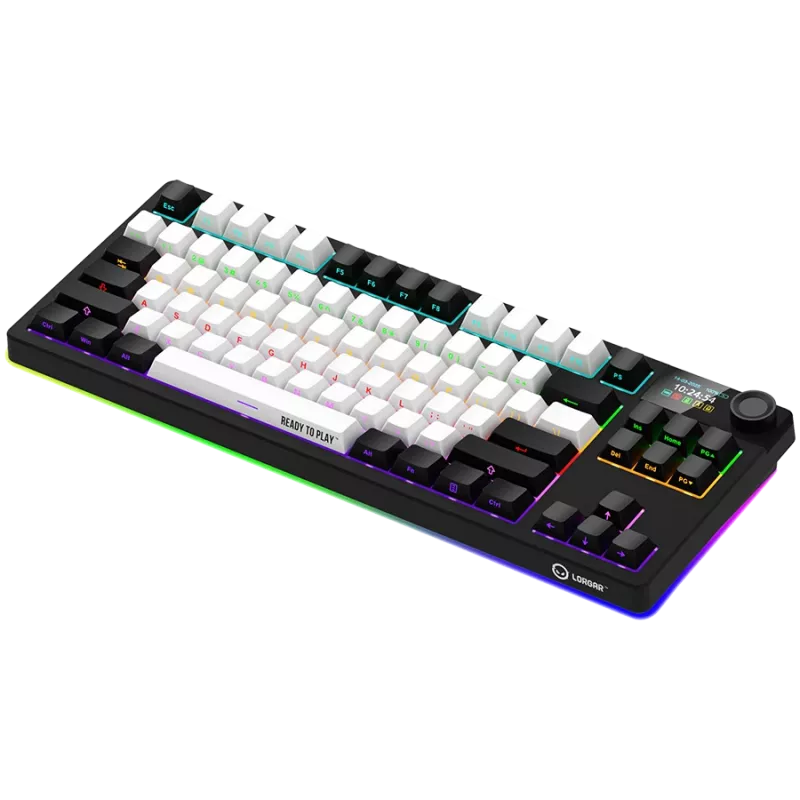 LORGAR KBP70TKLW, teclado gaming mecánico inalámbrico TKL Pro, negro/rojo, distribución EN