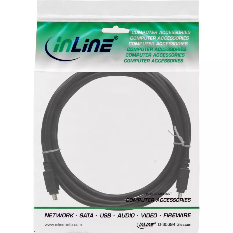 Cable FireWire 400 1394 InLine de 4 pines conector/conector 3 m
