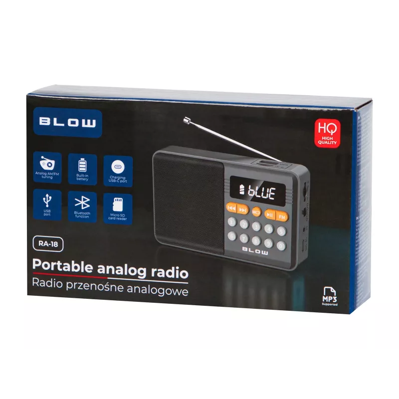 Radio analógica portátil AM/FM Bluetooth BLOW RA18 con sintonizador FM y conectividad Bluetooth