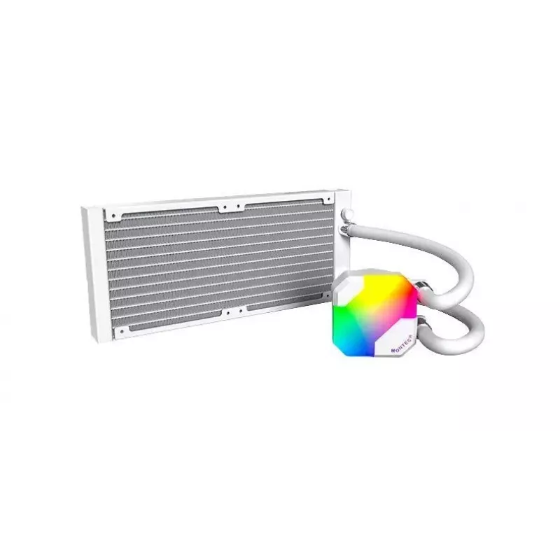 Refrigeración líquida AIO Montech Hyper Flow ARGB 240 mm blanco — radiador de 240 mm, iluminación ARGB, acabado blanco