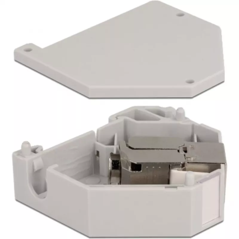 Delock - adaptador modular - montaje en carril DIN - CAT 6a - STP - gris - 1 conexión (86014)