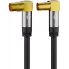 Goobay cable de antena de TV (tipo 135 dB), apantallado cuádruple, 5 m - dorado, conector hembra coaxial 90° > conector macho coaxial 90° (70466)