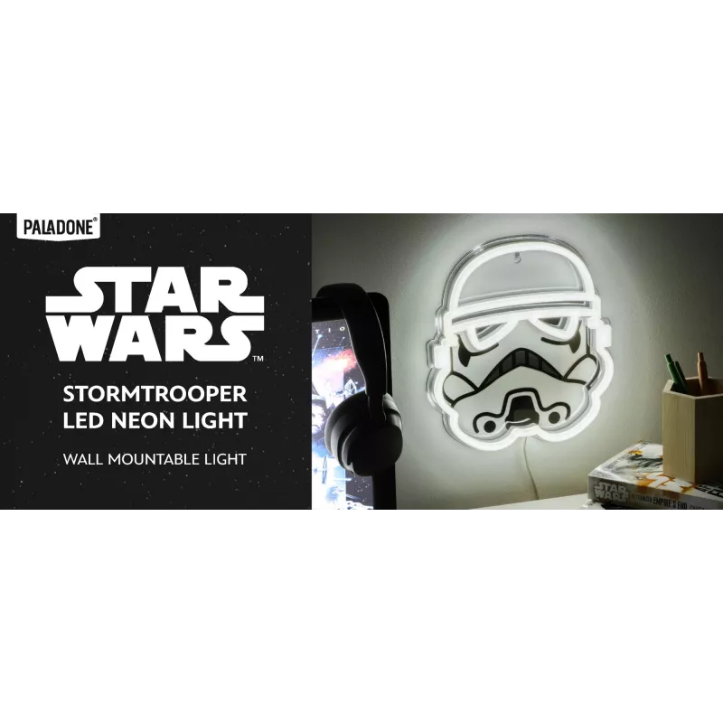 Luz LED de neón para pared Paladone Stormtrooper modelo PP14595SWVN, iluminación decorativa Star Wars