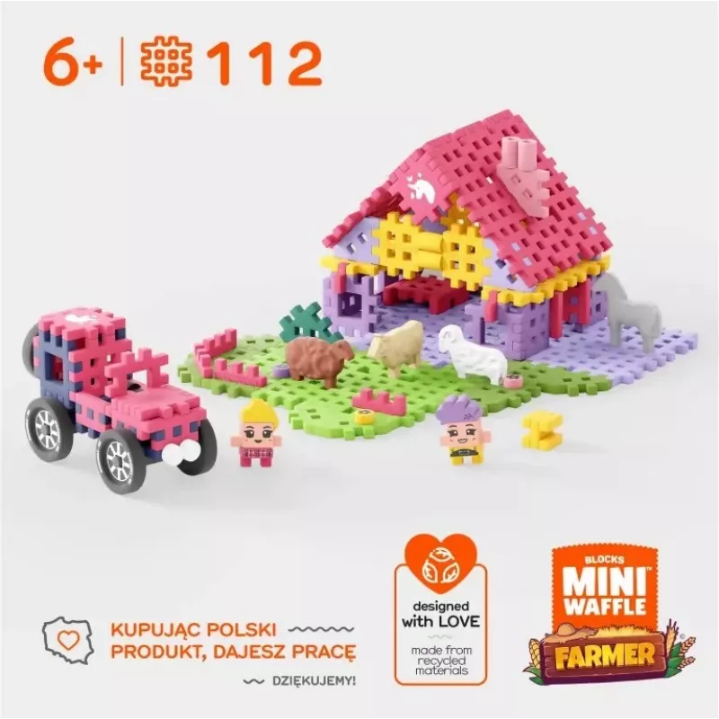 Marioinex Mini Waffle set de construcción de 112 piezas – Farmer Urocze Ranczo, multicolor, edad 6+
