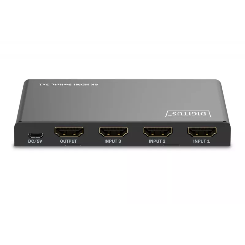 Conmutador HDMI 4K Digitus 3x1 metal negro 18 Gbit/s
