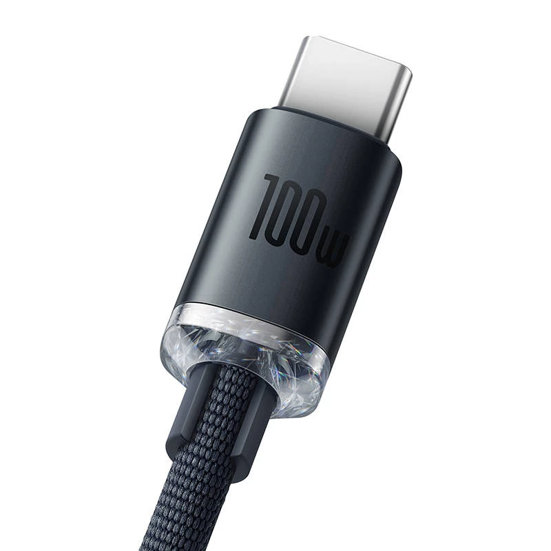 Baseus Crystal Shine Cable USB a USB-C, 100W, 2m (negro)