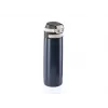 Vaso de viaje Leifheit 03275 600 ml acero inoxidable, doble pared, a prueba de fugas, tapa abatible, asa, negro/azul