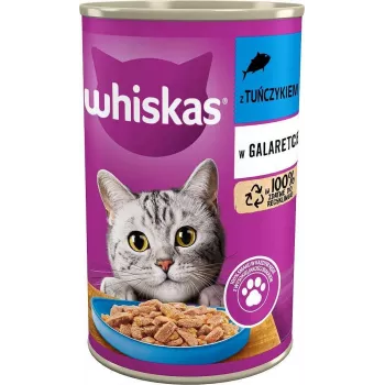 Comida húmeda para gatos Whiskas salmón 400 g lata — para gatos adultos de todas las tallas, 5,5% grasa, 6,5% proteína
