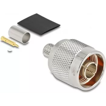 Conector macho N DELOCK de crimpado para LMR300 con tubo termorretráctil