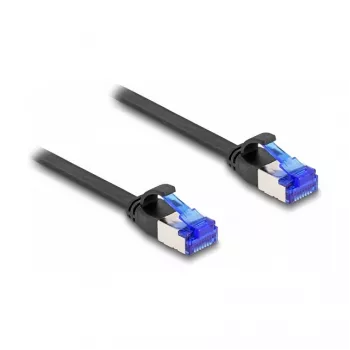 Cable de red DeLOCK RJ45 cable plano de conexión conector macho a conector macho Cat.6A 0,25 m negro