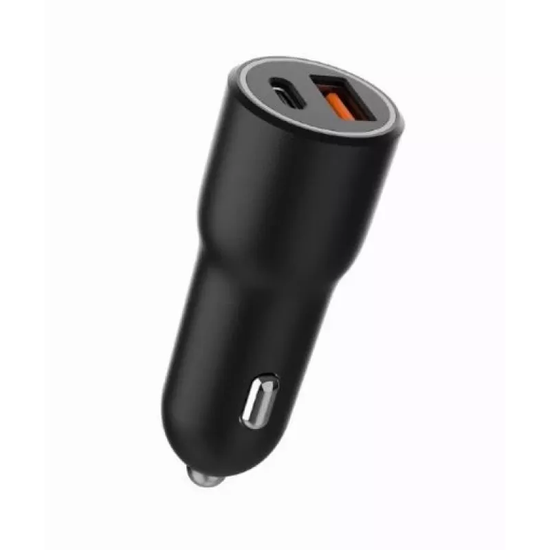 Cargador de coche para dispositivos móviles Gembird TA-UC-AC2PDQC38-CAR-01, USB-C, 38 W, 12-24 V, negro