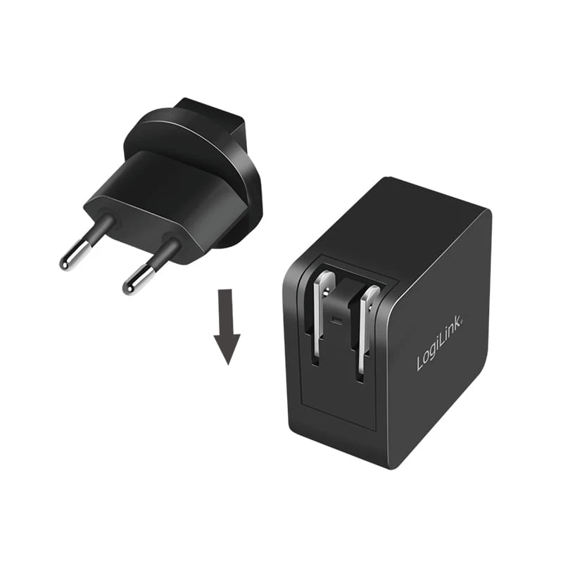 Cargador móvil LogiLink PA0302 universal negro carga rápida AC