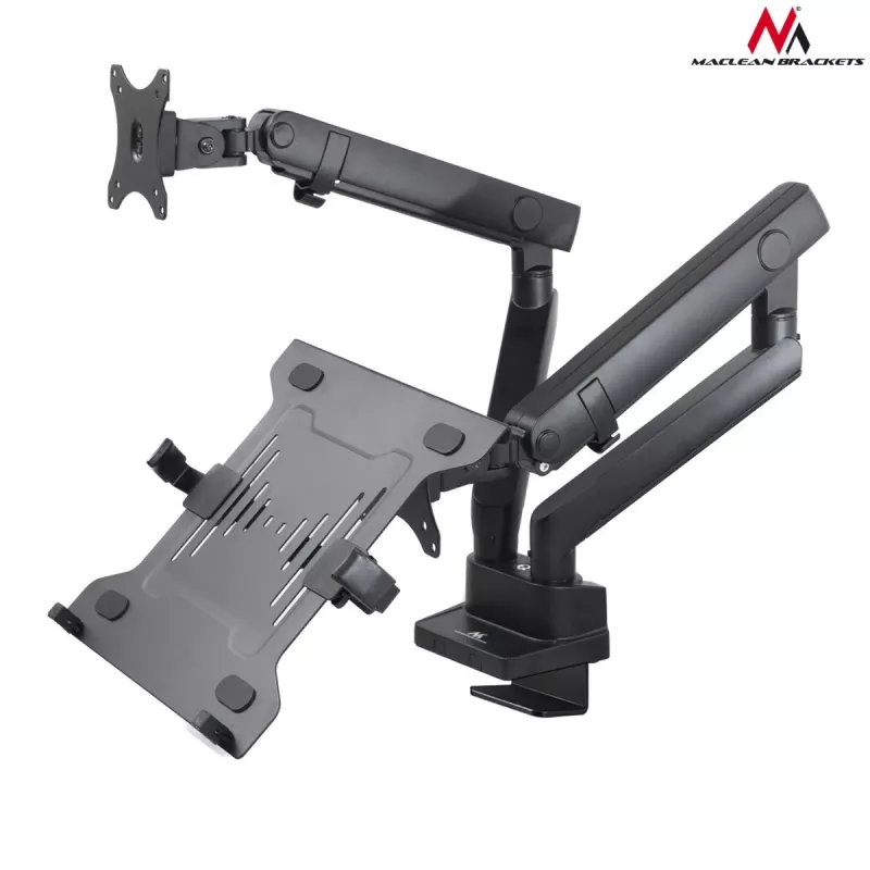 Soporte de mesa doble para monitor y portátil MACLEAN MC-813 para pantallas de 17–32
