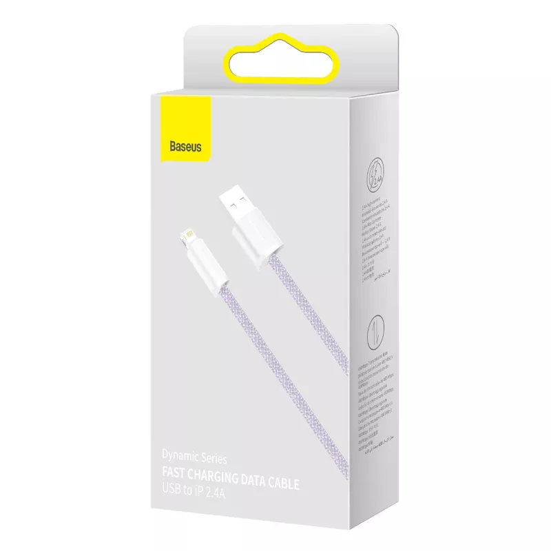 Cable Baseus Dynamic USB a Lightning, 2,4 A, 2 m (violeta)