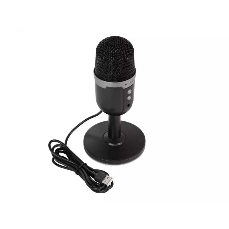 Micrófono de estudio BLOW con soporte LED — USB 2.0 con cable, 20–16000 Hz, sensibilidad -50 dB, 237 g