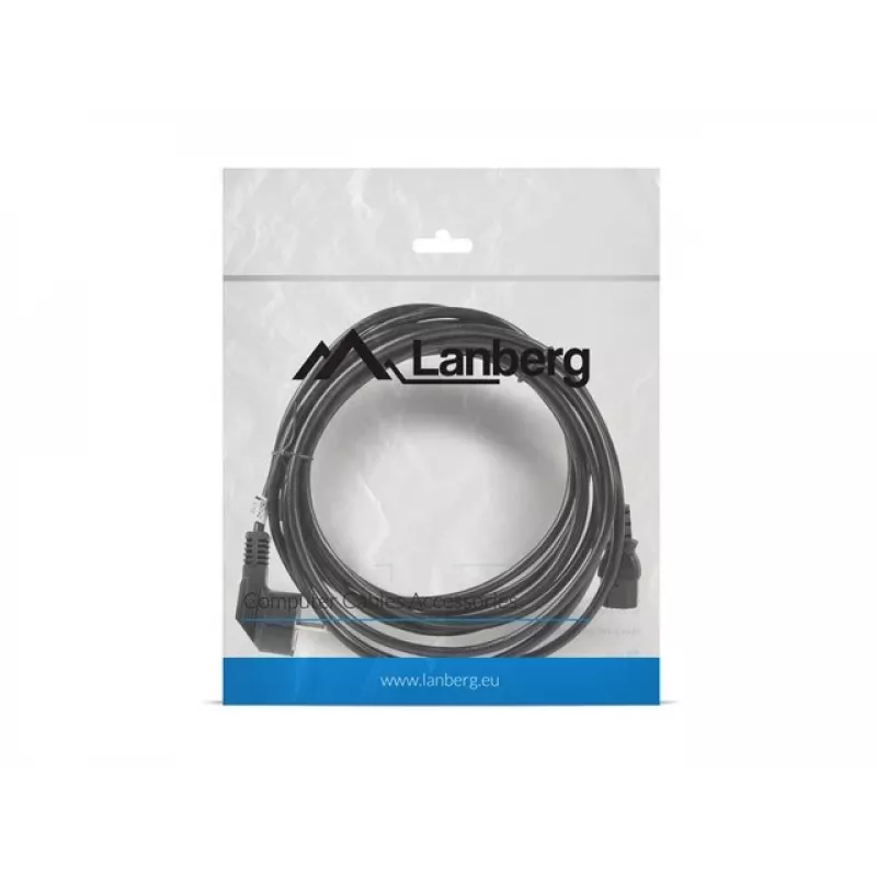 Cable de alimentación LANBERG CA-C13C-11CC-0050-BK – 5 m, conector hembra C13 a CEE7/7, C13 en ángulo