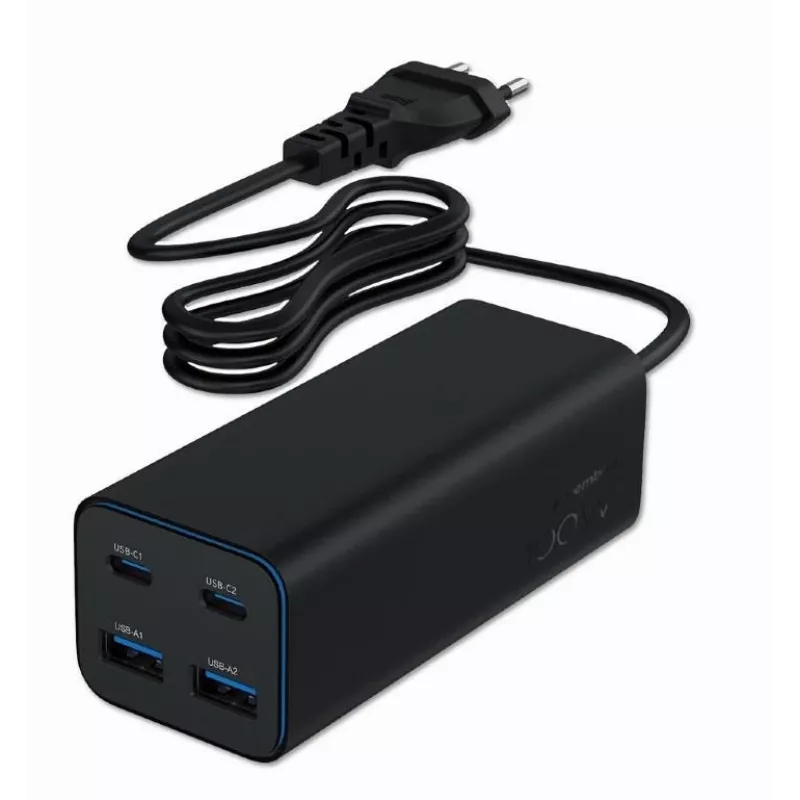 Gembird TA-UC-2A2C-PD100-01-BK Cargador para dispositivos móviles portátil, smartphone Negro AC carga rápida interior