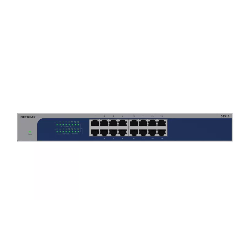 NETGEAR GS516-300EUS Switch de red No gestionado Gigabit Ethernet (10/100/1000) Gris