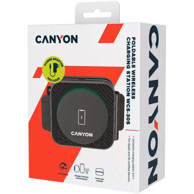 Cargador Canyon WS-305 negro carga rápida tensión de entrada 9/12 V