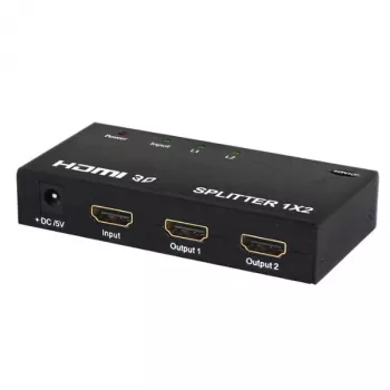 Divisor de vídeo HDMI SAVIO CL-42 — 2 salidas HDMI, 1920x1080, color de 36 bits, carcasa de metal, 5V/1A