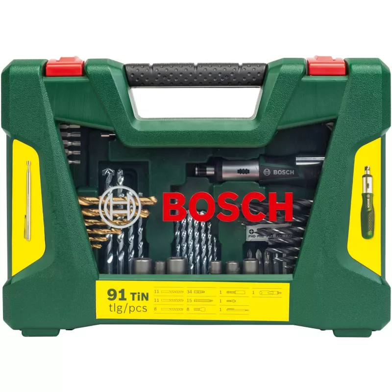 Juego de brocas / puntas V-Line TIN, 91 piezas, juego de brocas y puntas (Verde)