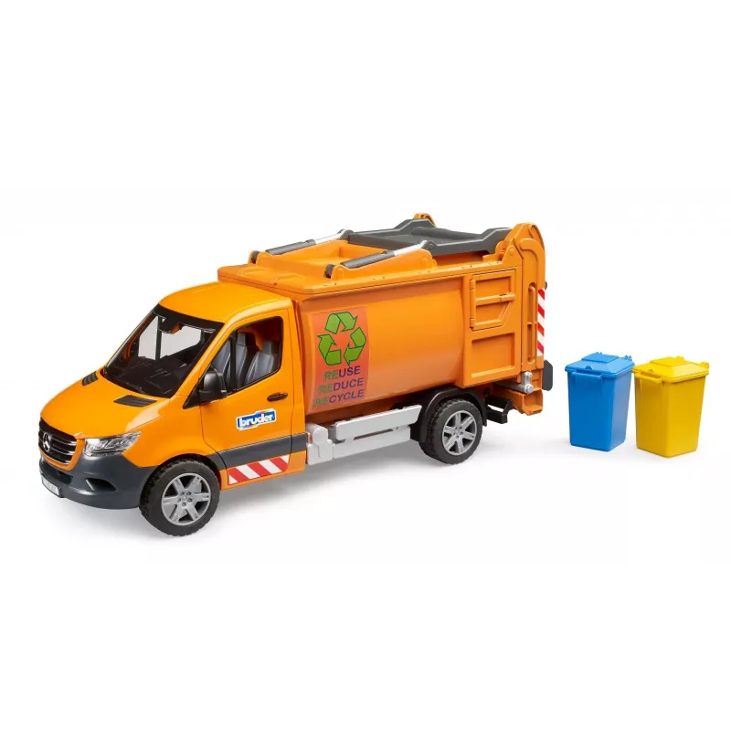 Vehículo de modelo BRUDER MB Sprinter camión de basura BR-02682, réplica de juguete a escala
