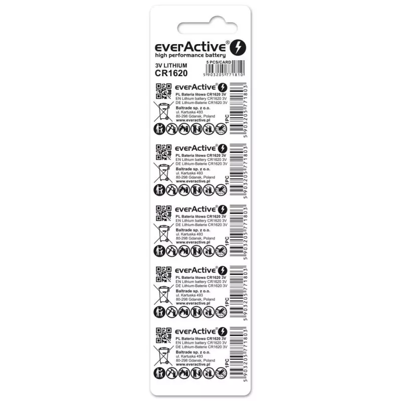 Pila de litio mini everActive CR1620 5 uds.