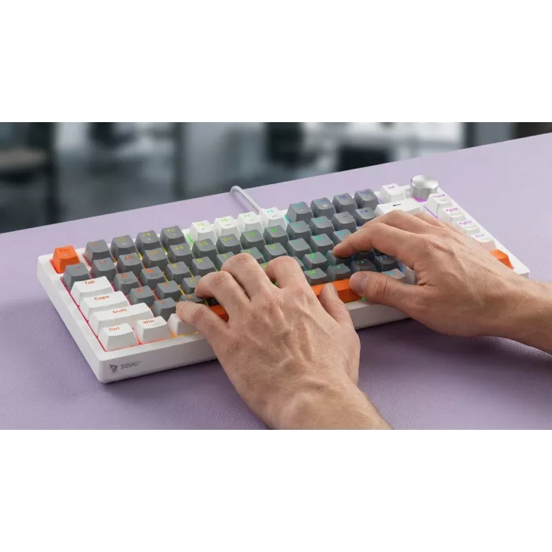 Savio ASTRAL WHITE JADE 3 COLOURS teclado gaming USB QWERTY US International