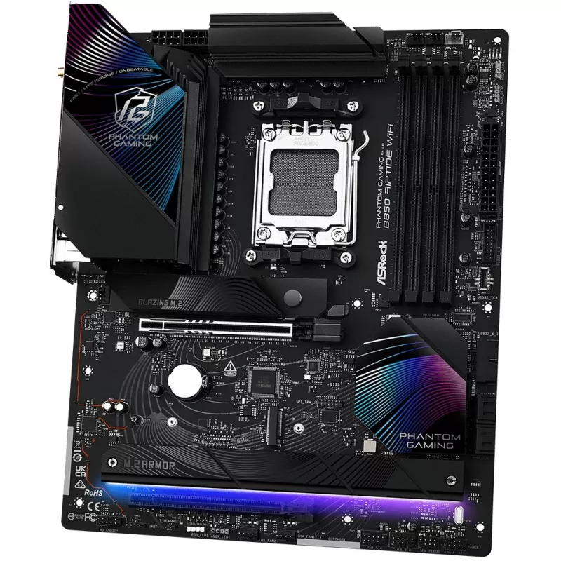 Placa base ASRock Phantom Gaming B850 Riptide WiFi — AMD B850, socket AM5, ATX, DDR5, 4x M.2, Wi-Fi 7, 2.5Gb LAN