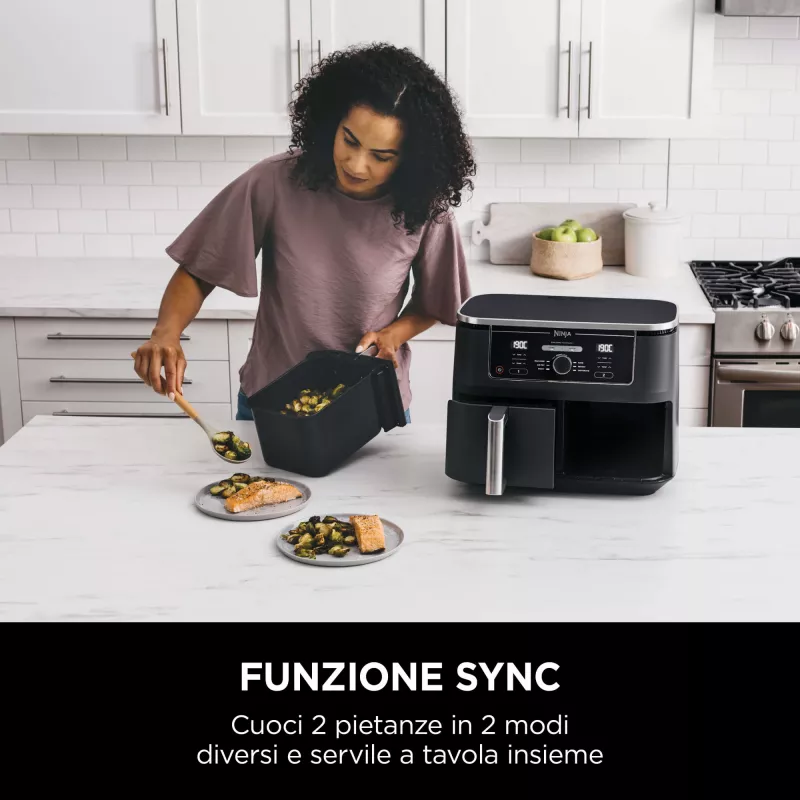 Ninja AF400EU freidora de aire doble 9,5 L independiente 2470 W freidora de aire negro