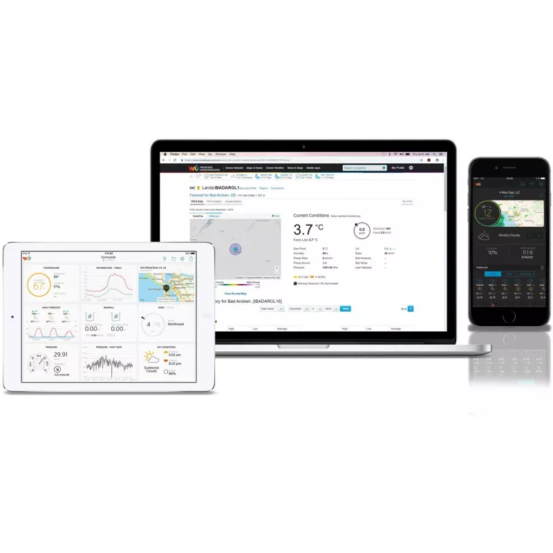 Bresser 7002580 Weather Center 5-in-1 estación meteorológica digital Wi-Fi con sensor profesional, pantalla de 5,7″, alimentación por red, negra