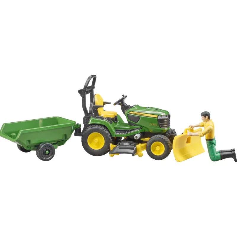Bruder bworld John Deere cortacésped con asiento, vehículo de juguete a escala