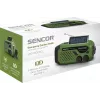 Radio portátil FM/AM SENCOR SRD1000SCLGR con Bluetooth, carga solar/manivela/USB-C, batería de 2000 mAh, IPX4, luces LED