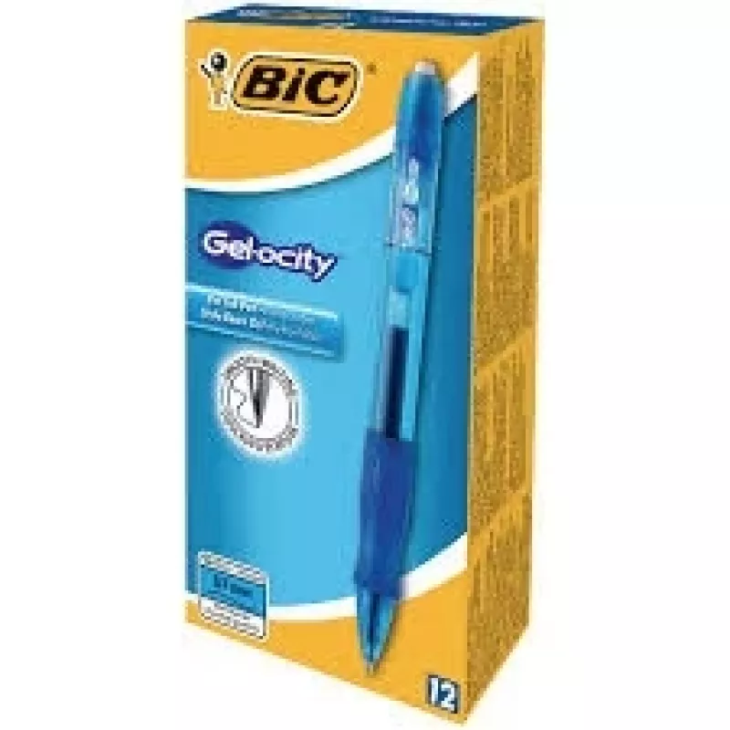 BIC Gel-ocity Bolígrafo de gel retráctil, 0,7 mm, azul, caja de 12