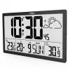 Reloj de pared GreenBlue GB218 — LCD extragrande, estación meteorológica, temperaturas interior/exterior, indicación de fecha