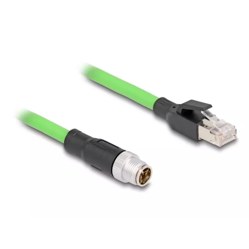 Cable de red DeLOCK M12 cable X-codificado 8 polos conector macho a conector macho RJ45 PUR (TPU) 1 m