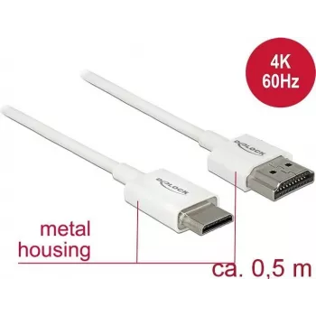 Cable HDMI DeLOCK 85141 0,5 m HDMI Type-A Type-C blanco