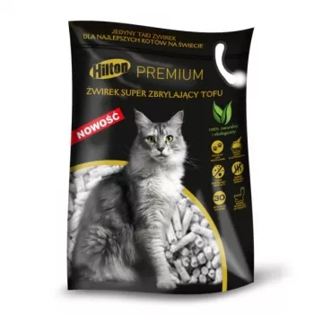 Arena aglomerante Hilton Tofu Super 2,5 kg – granulado biodegradable a base de tofu, sin perfume, de rápida absorción