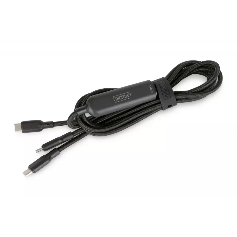 Cable de carga DIGITUS USB-C 2en1 140W, USB-C a 2×USB-C, 1,8 m, USB 2.0, negro
