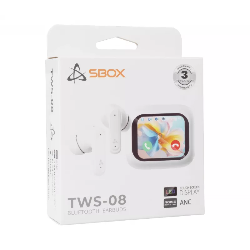Auriculares SBOX EB-TWS08-W pantalla táctil blancos