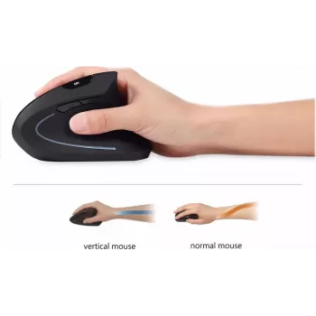 Perixx PERIMICE-713 L, ratón vertical ergonómico para zurdos, Negro