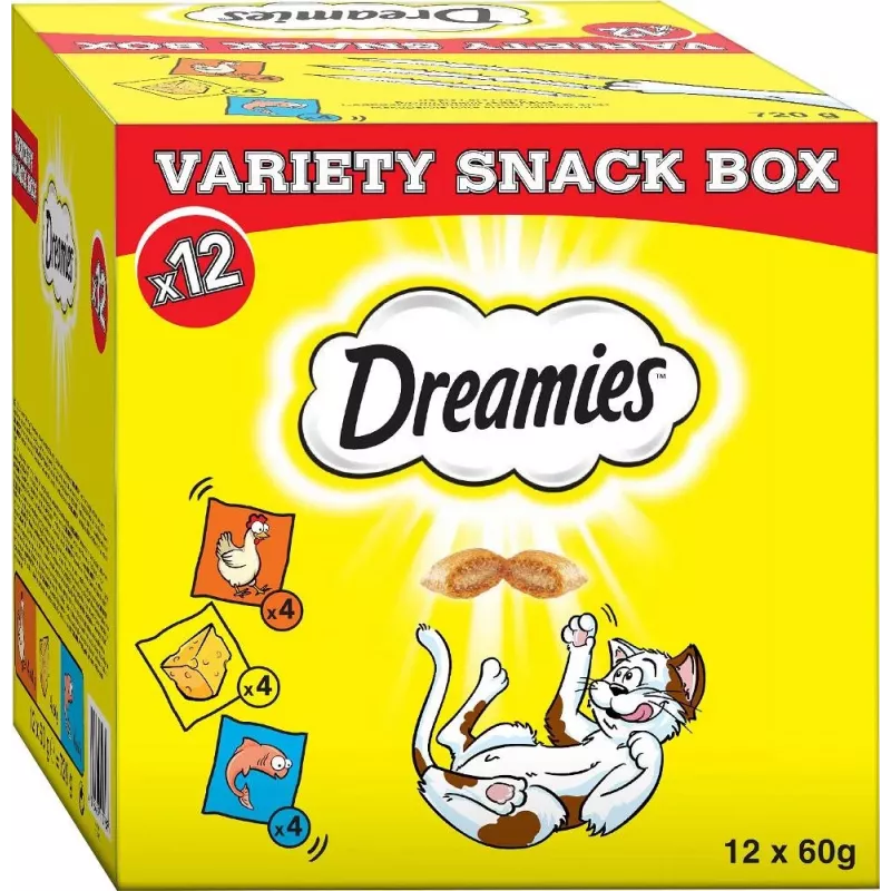 Dreamies Variety Snack Box snacks para gatos, surtido, 12 x 60 g