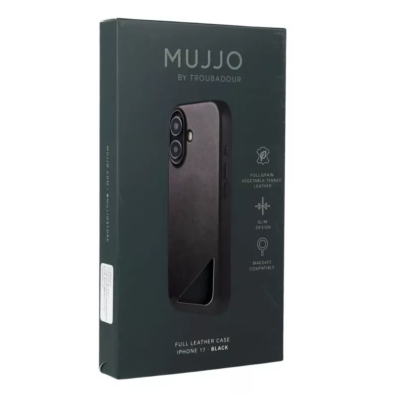 Mujjo Full Leather Case MagSafe funda para iPhone 17 negro