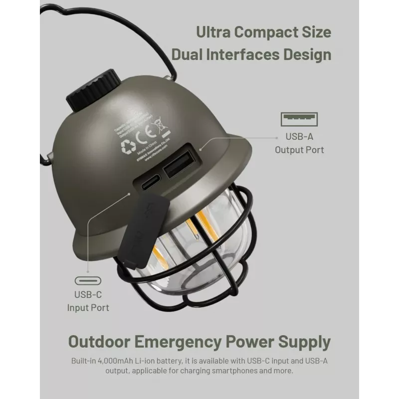 Linterna de camping alimentada por USB Nitecore LR40 100 lm verde oliva