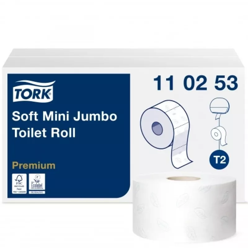 Papel higiénico Tork PREMIUM MINI JUMBO T2 110253, 2 capas, 9,7 cm x 170 m, blanco, 12 uds.