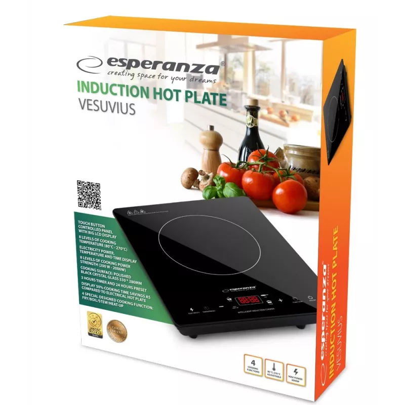 Esperanza EKH009 Placa de cocina Negro Superficie plana 28 cm Placa de inducción 1 zona(s) de cocción