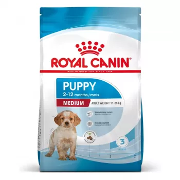 Pienso seco para perros Royal Canin Medium Puppy 4 kg — para razas medianas 10–25 kg, proteina 32 %, grasa 20 %, pollo