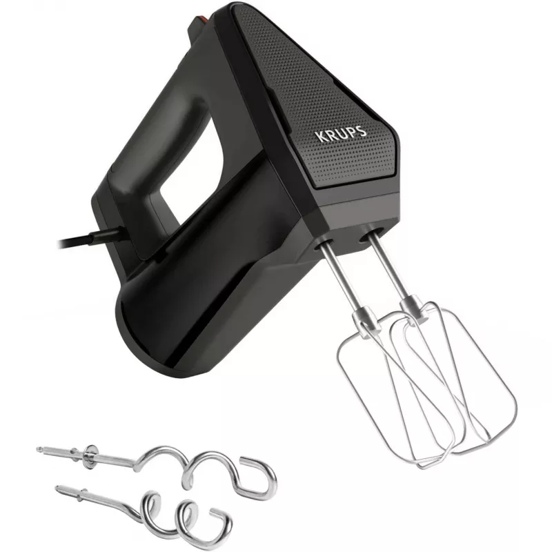 Batidora de mano KRUPS GN6028 — 600 W, negra, batidora eléctrica de mano con varias velocidades