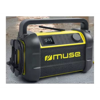 Radio portátil Muse M-928 BTY con sintonizador digital FM, 20W, USB-C, negro/amarillo