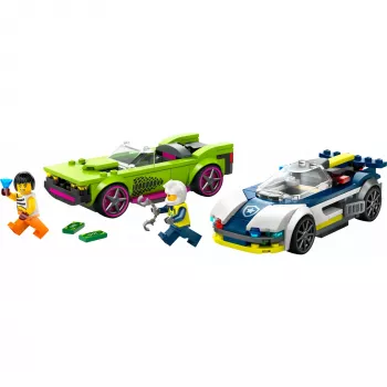 LEGO City Set de juego 60415 Persecución de coche de policía y muscle car — 213 piezas, 2 minifiguras, edad 6+